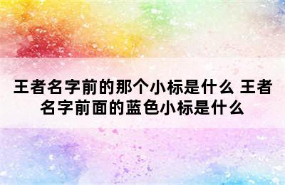 王者名字前的那个小标是什么 王者名字前面的蓝色小标是什么